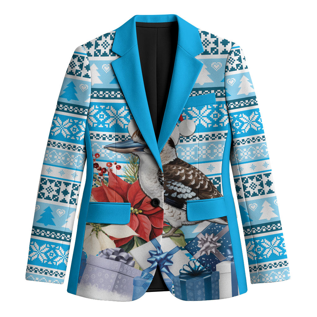 Australia Christmas In July Blazer Kookaburra Santa Blue Color