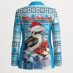 Australia Christmas In July Blazer Kookaburra Santa Blue Color