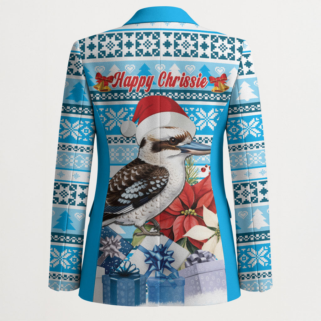 Australia Christmas In July Blazer Kookaburra Santa Blue Color