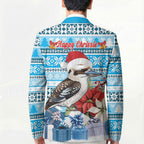 Australia Christmas In July Blazer Kookaburra Santa Blue Color