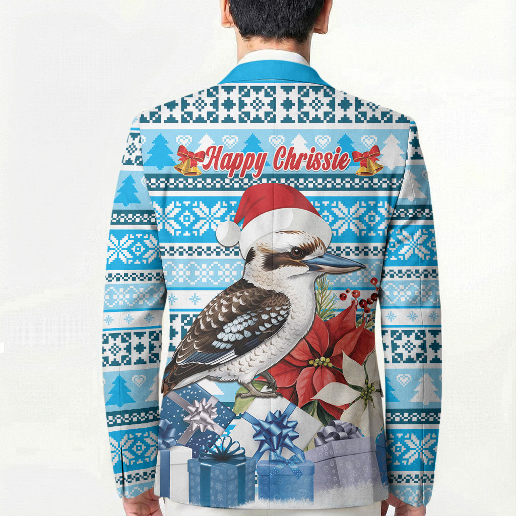 Australia Christmas In July Blazer Kookaburra Santa Blue Color