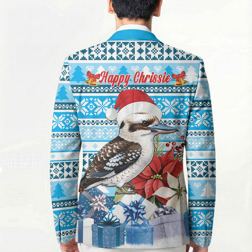 Australia Christmas In July Blazer Kookaburra Santa Blue Color