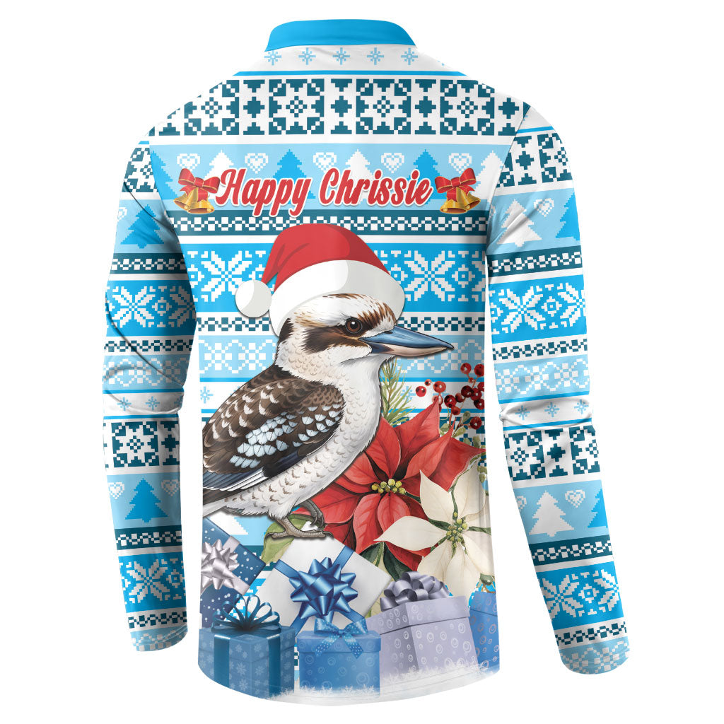 Australia Christmas In July Button Sweatshirt Kookaburra Santa Blue Color