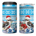 Australia Christmas In July 4 in 1 Can Cooler Tumbler Kookaburra Santa Blue Color