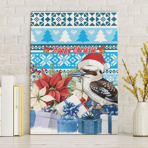 Australia Christmas In July Canvas Wall Art Kookaburra Santa Blue Color