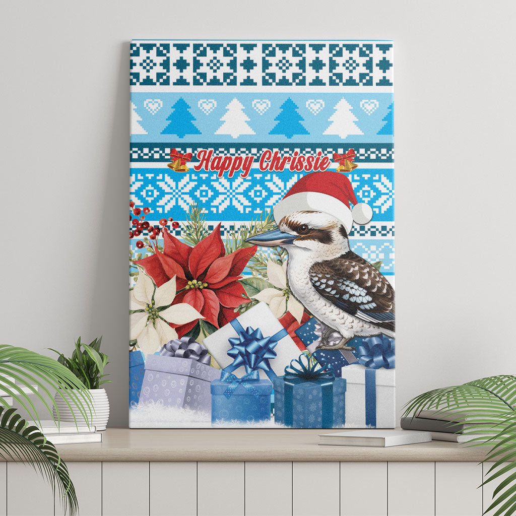 Australia Christmas In July Canvas Wall Art Kookaburra Santa Blue Color