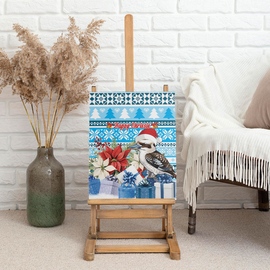 Australia Christmas In July Canvas Wall Art Kookaburra Santa Blue Color