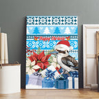 Australia Christmas In July Canvas Wall Art Kookaburra Santa Blue Color