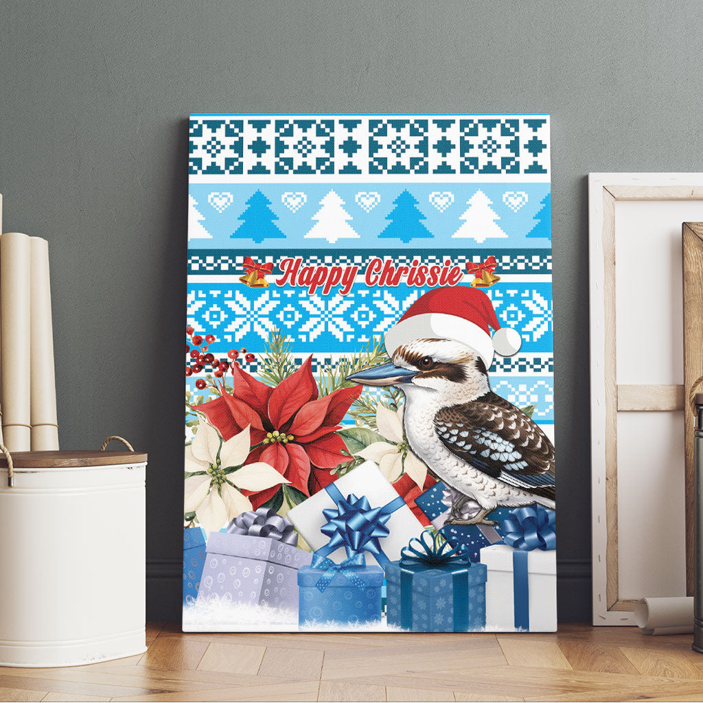 Australia Christmas In July Canvas Wall Art Kookaburra Santa Blue Color