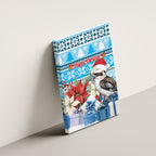 Australia Christmas In July Canvas Wall Art Kookaburra Santa Blue Color