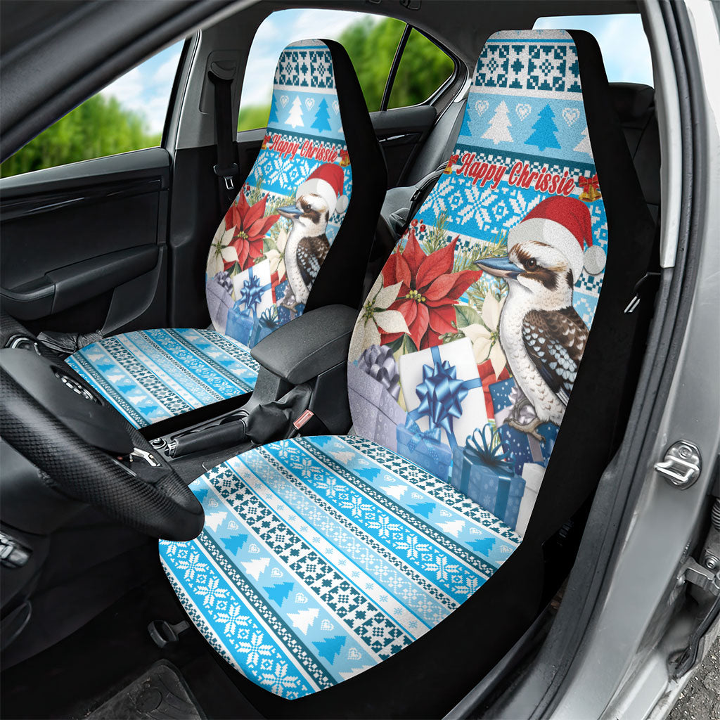 Australia Christmas In July Car Seat Cover Kookaburra Santa Blue Color