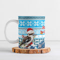 Australia Christmas In July Ceramic Mug Kookaburra Santa Blue Color