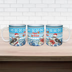 Australia Christmas In July Ceramic Mug Kookaburra Santa Blue Color