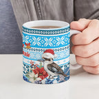 Australia Christmas In July Ceramic Mug Kookaburra Santa Blue Color