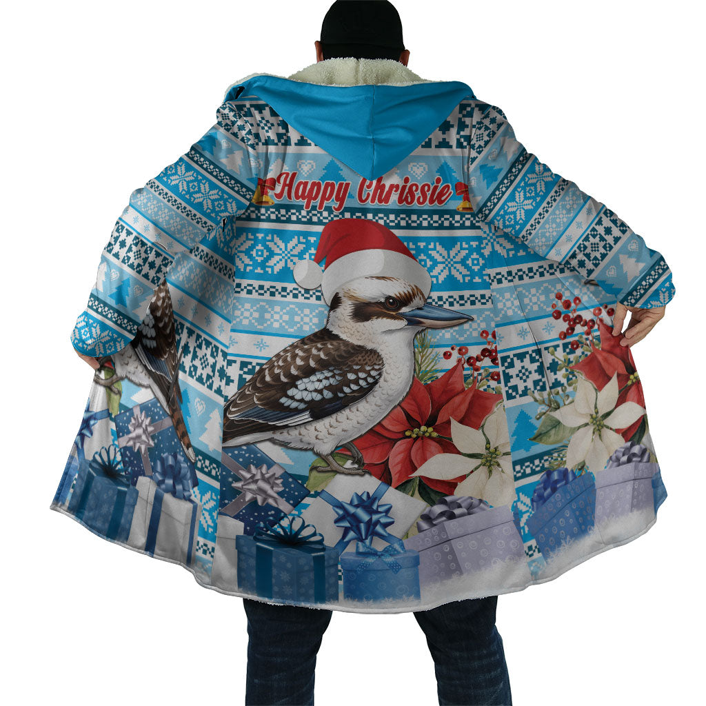 Australia Christmas In July Cloak Kookaburra Santa Blue Color
