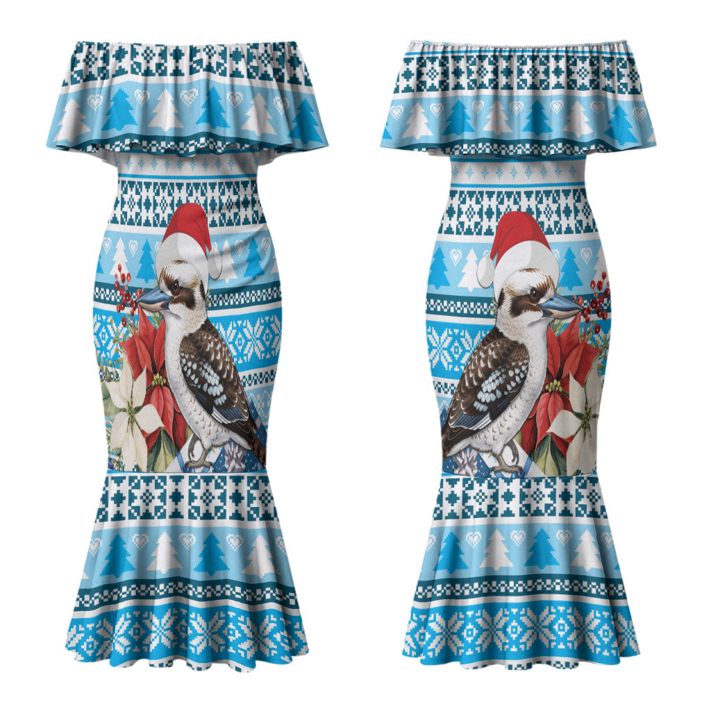 Australia Christmas In July Couples Matching Mermaid Dress and Hawaiian Shirt Kookaburra Santa Blue Color LT22