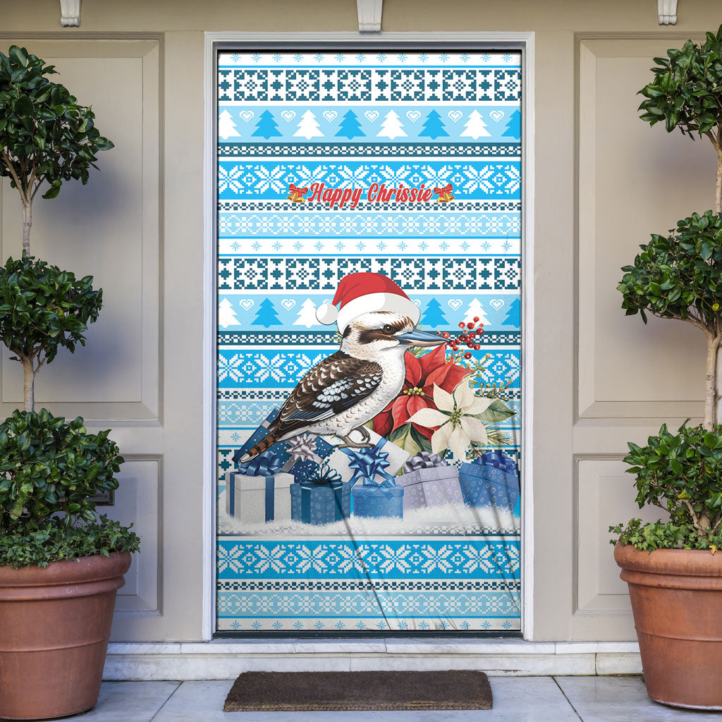 Australia Christmas In July Door Cover Kookaburra Santa Blue Color