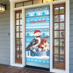 Australia Christmas In July Door Cover Kookaburra Santa Blue Color
