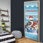 Australia Christmas In July Door Cover Kookaburra Santa Blue Color