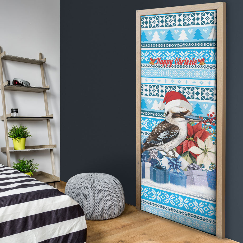 Australia Christmas In July Door Cover Kookaburra Santa Blue Color