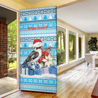 Australia Christmas In July Door Cover Kookaburra Santa Blue Color