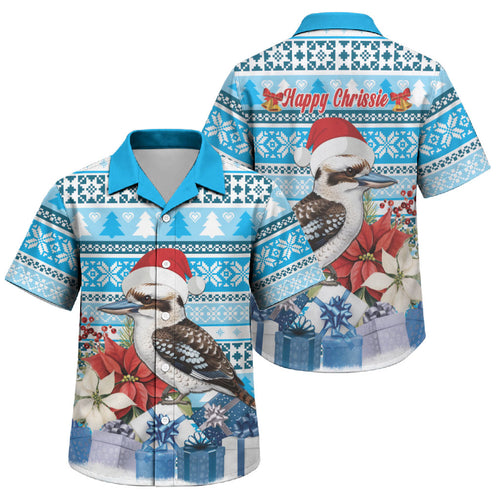 Australia Christmas In July Family Matching Mermaid Dress and Hawaiian Shirt Kookaburra Santa Blue Color