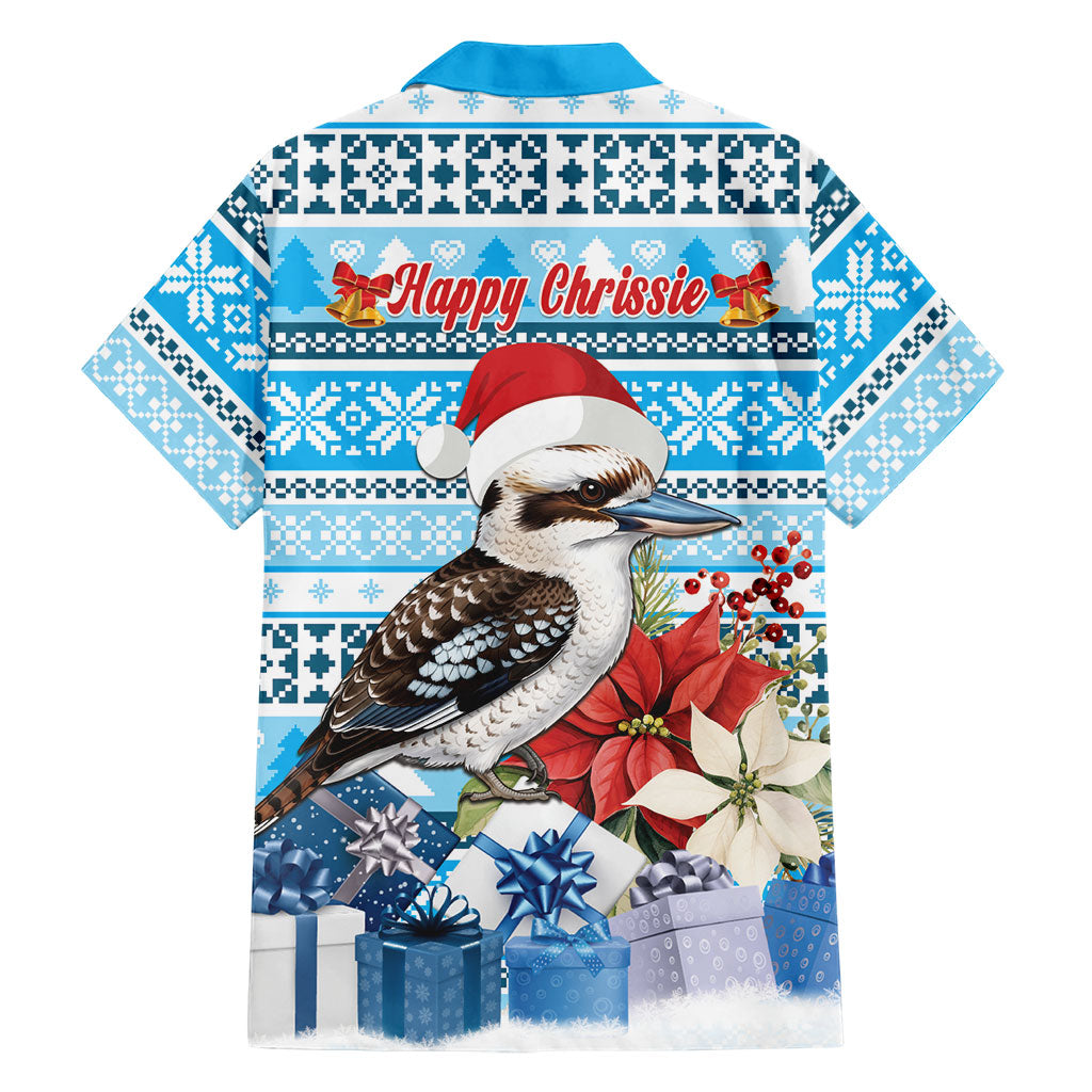 Australia Christmas In July Family Matching Tank Maxi Dress and Hawaiian Shirt Kookaburra Santa Blue Color