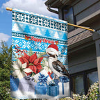 Australia Christmas In July Garden Flag Kookaburra Santa Blue Color