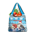 Australia Christmas In July Grocery Bag Kookaburra Santa Blue Color