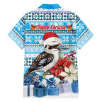 Australia Christmas In July Hawaiian Shirt Kookaburra Santa Blue Color