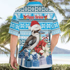Australia Christmas In July Hawaiian Shirt Kookaburra Santa Blue Color