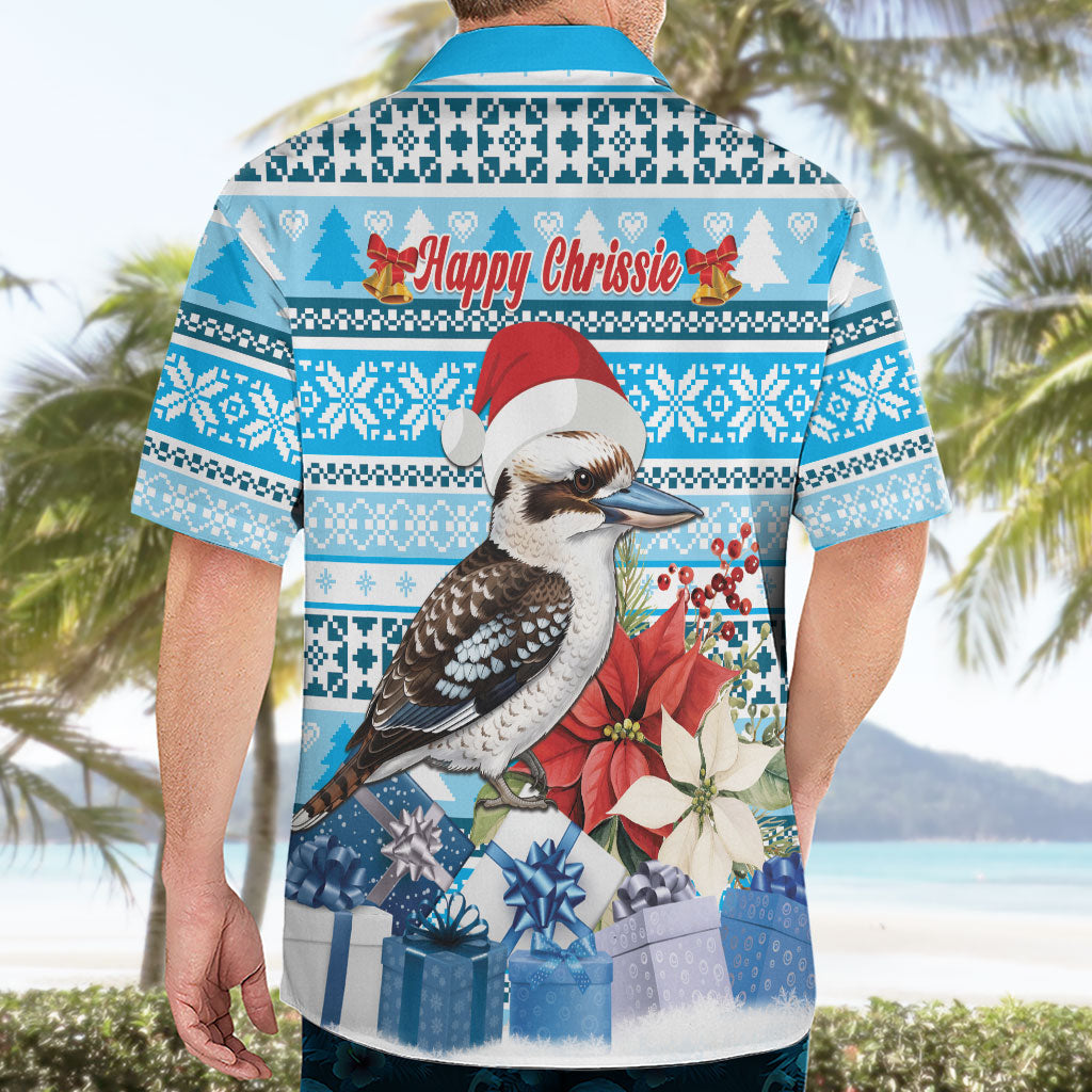 Australia Christmas In July Hawaiian Shirt Kookaburra Santa Blue Color