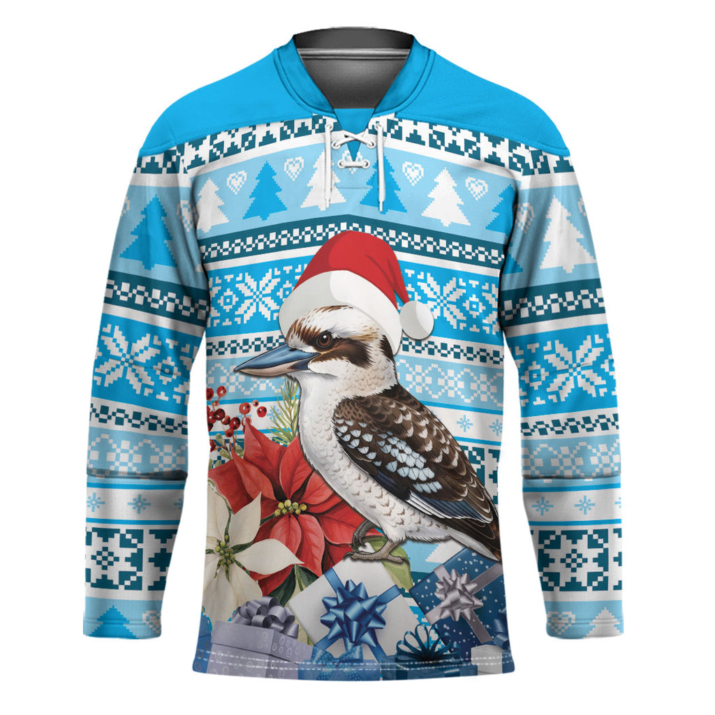 Australia Christmas In July Hockey Jersey Kookaburra Santa Blue Color