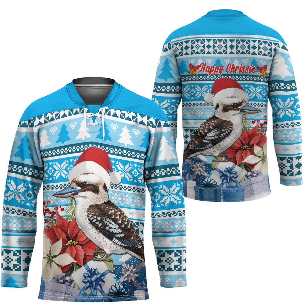 Australia Christmas In July Hockey Jersey Kookaburra Santa Blue Color