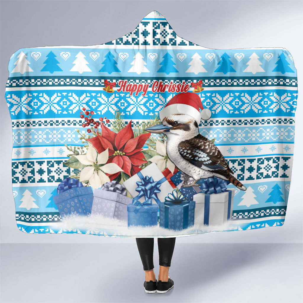 Australia Christmas In July Hooded Blanket Kookaburra Santa Blue Color