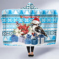 Australia Christmas In July Hooded Blanket Kookaburra Santa Blue Color