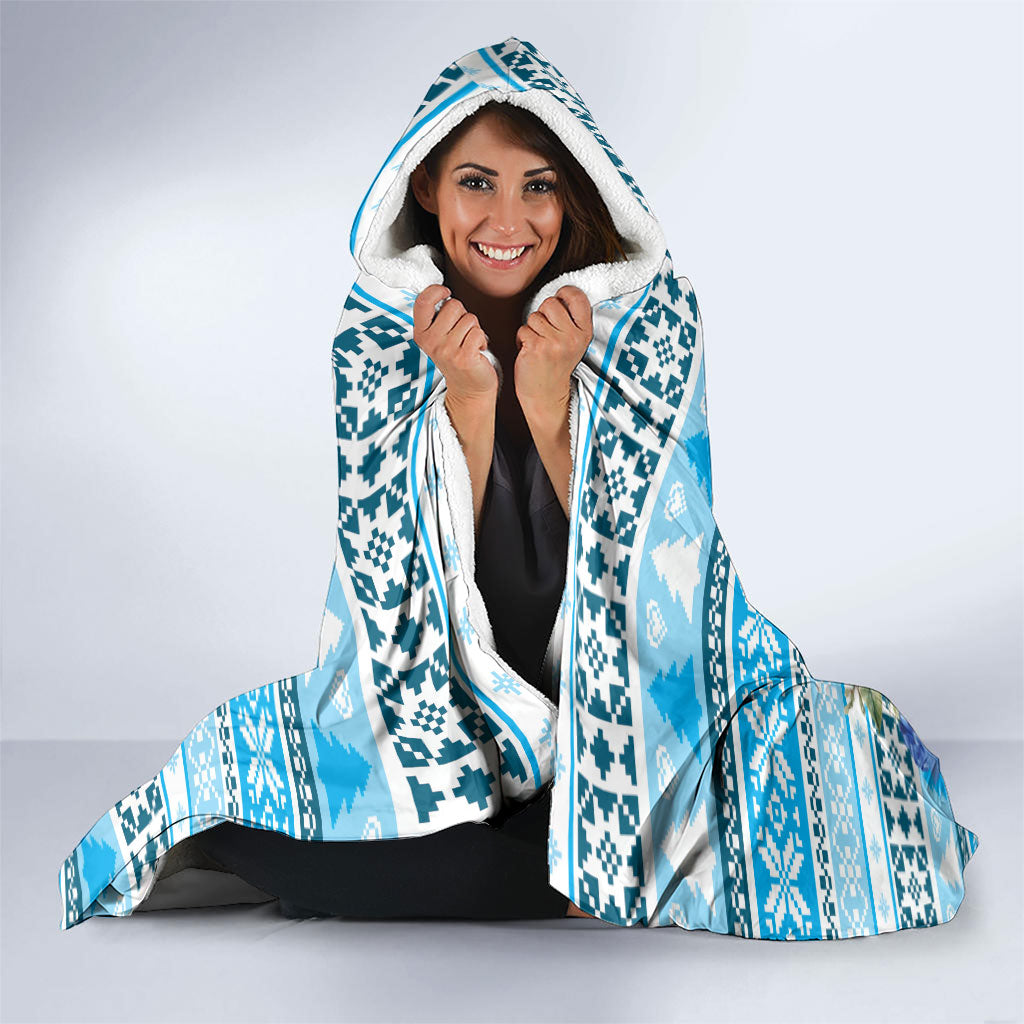 Australia Christmas In July Hooded Blanket Kookaburra Santa Blue Color