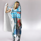 Australia Christmas In July Hooded Blanket Kookaburra Santa Blue Color