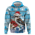 Australia Christmas In July Hoodie Kookaburra Santa Blue Color