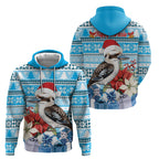 Australia Christmas In July Hoodie Kookaburra Santa Blue Color