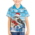 Australia Christmas In July Kid Hawaiian Shirt Kookaburra Santa Blue Color