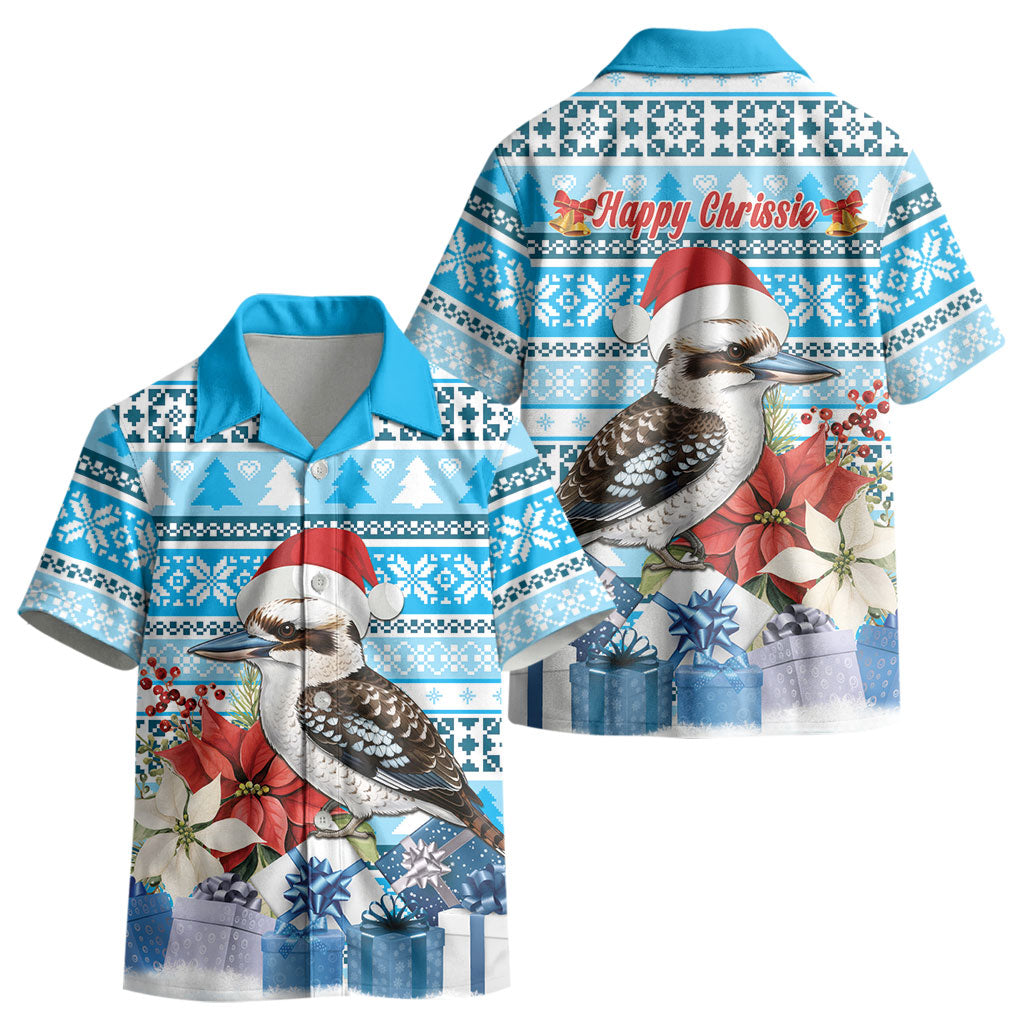Australia Christmas In July Kid Hawaiian Shirt Kookaburra Santa Blue Color LT22