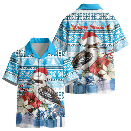 Australia Christmas In July Kid Hawaiian Shirt Kookaburra Santa Blue Color LT22