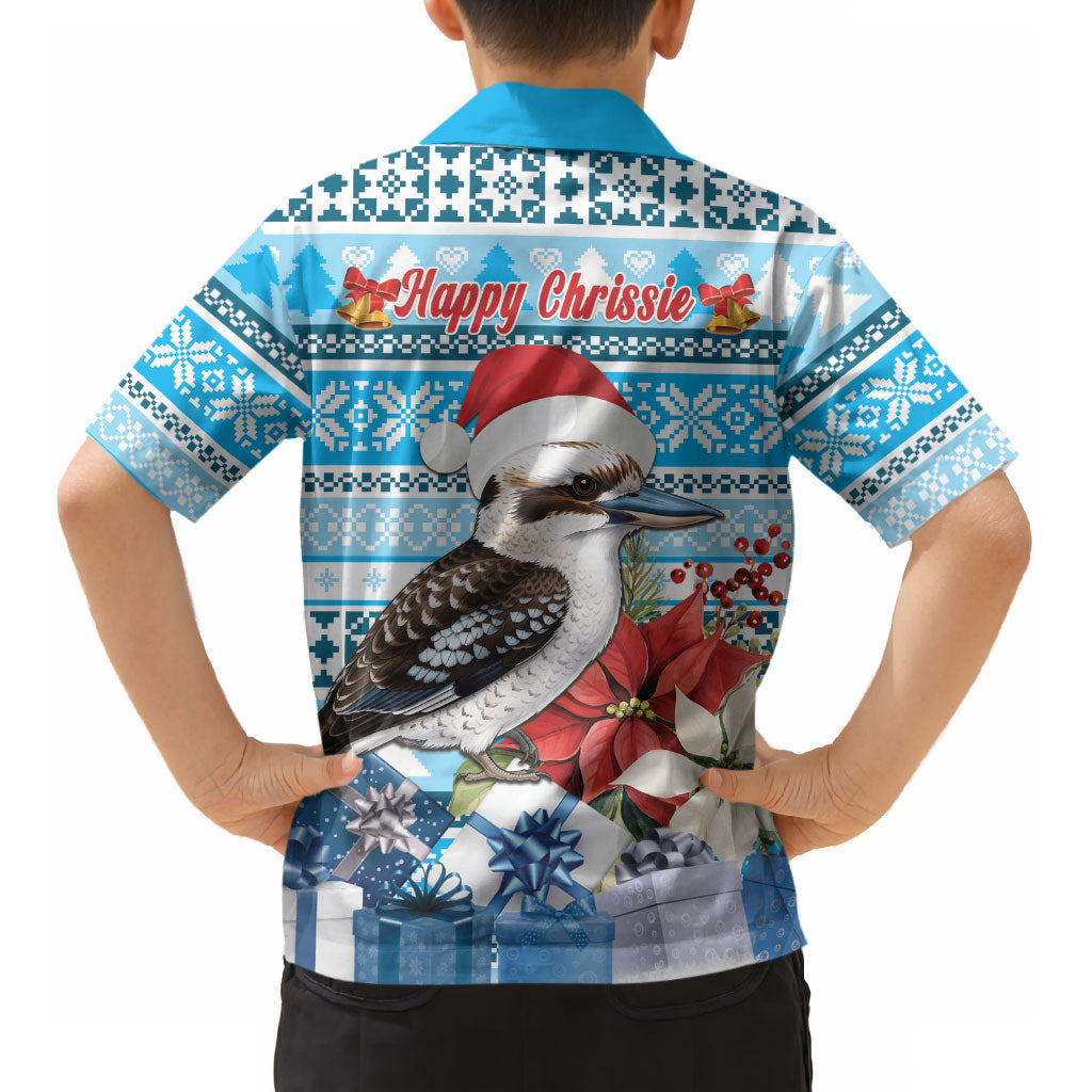 Australia Christmas In July Kid Hawaiian Shirt Kookaburra Santa Blue Color LT22