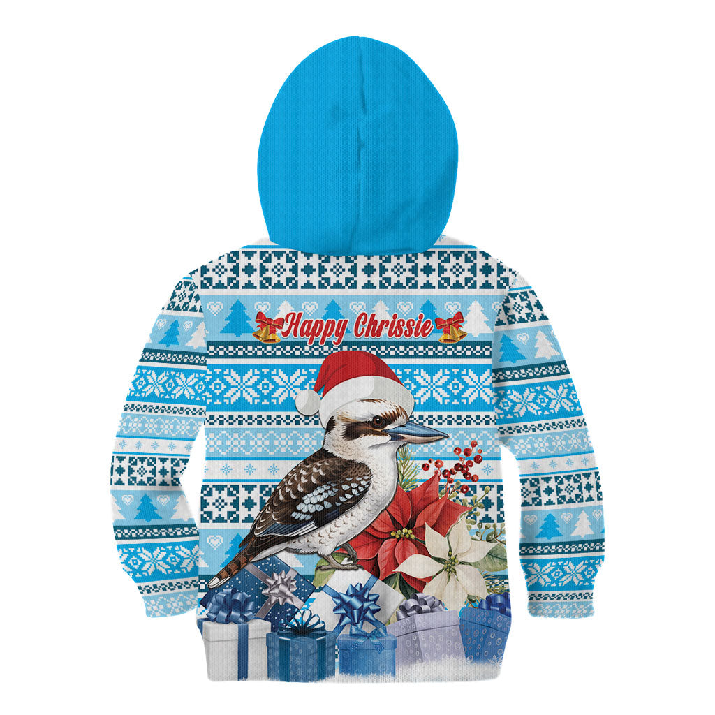 Australia Christmas In July Kid Hoodie Kookaburra Santa Blue Color