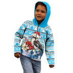 Australia Christmas In July Kid Hoodie Kookaburra Santa Blue Color