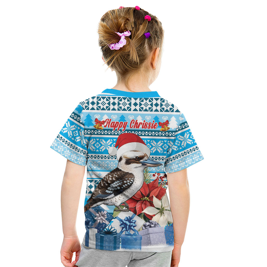 Australia Christmas In July Kid T Shirt Kookaburra Santa Blue Color