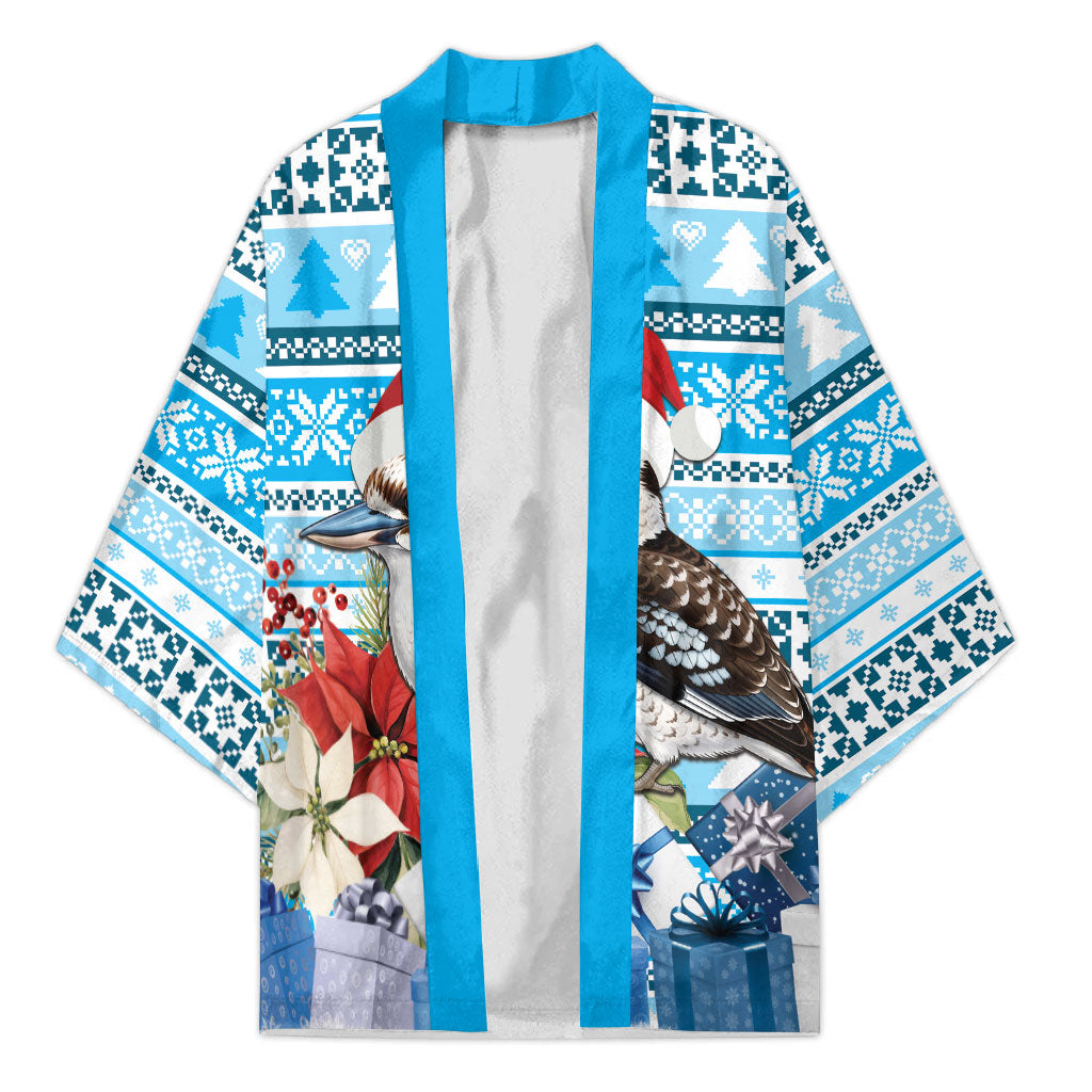 Australia Christmas In July Kimono Kookaburra Santa Blue Color
