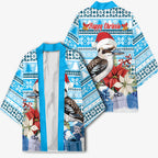 Australia Christmas In July Kimono Kookaburra Santa Blue Color