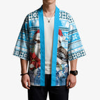 Australia Christmas In July Kimono Kookaburra Santa Blue Color